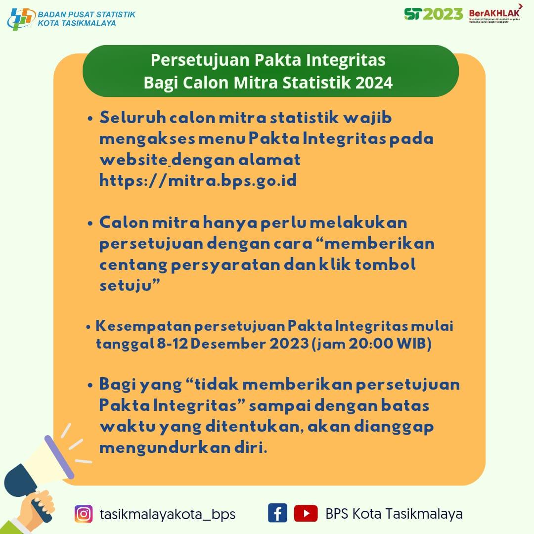 Calon Mitra BPS 2024 Wajib Melakukan Persetujuan Pakta Integritas