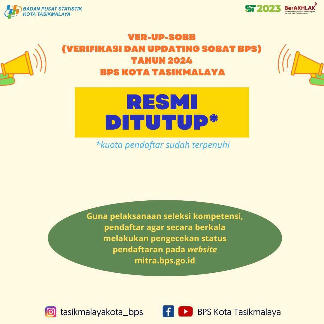 VER-UP-SOBB (Verifikasi dan Updating SOBAT BPS) Tahun 2024 BPS Kota Tasikmalaya Resmi Ditutup 